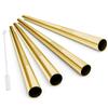 Reusable Boba Drinking Straws with Cleaning Brush 4Pcs Extra Wide Stainless Steel Metal Bubble Tea Straw for Smoothie MilkShakes
