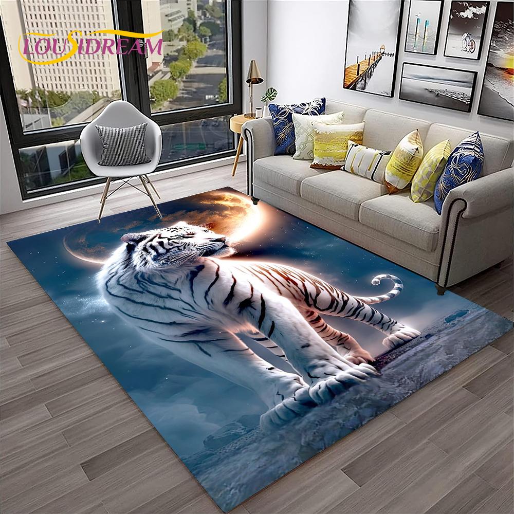 3D Cartoon Droom Tijger Dier Beest Tapijt Vloerkleed voor Huis Woonkamer Slaapkamer Bank Deurmat Decoratie, Kinder Vloerkleed Antislip Vloermat