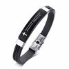 Vnox Cross Bible Verse Quotes Bracelets for Men Soft Silicone Bangle Comfort Wear Male Jesus Christ Faith Prayer Pulseira