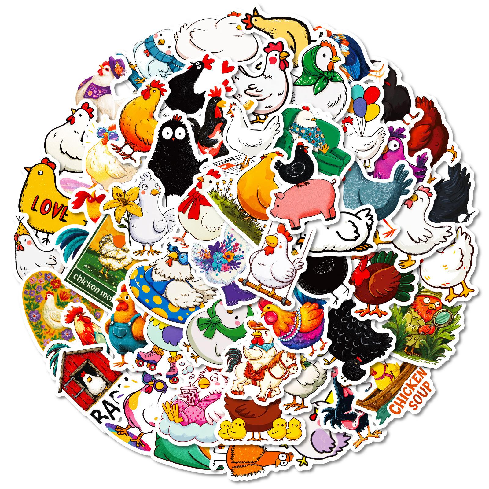 

56 Cartoon Funny Chicken Graffiti Stickers Cute Cock Little Hen Hand Account Stationery Stickers