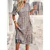 V-neck Short Sleeve Floral Printed Dress Summer Fashion Elegant Loose Long A-line Party Dresses Casual Bohemian Beach Slim Fit Elegant Clothing