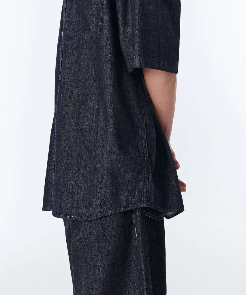 MUSINSA STANDARD Oversized Short Sleeve Denim Shirt [Deep Indigo]