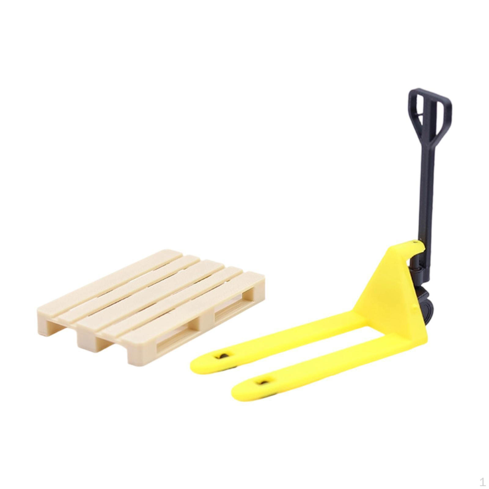 

1:Ляльковий будиночок масштабу 1:12, мініатюрний навантажувач з аксесуарами-палетами, реалістична модель транспортного засобу, конструкція