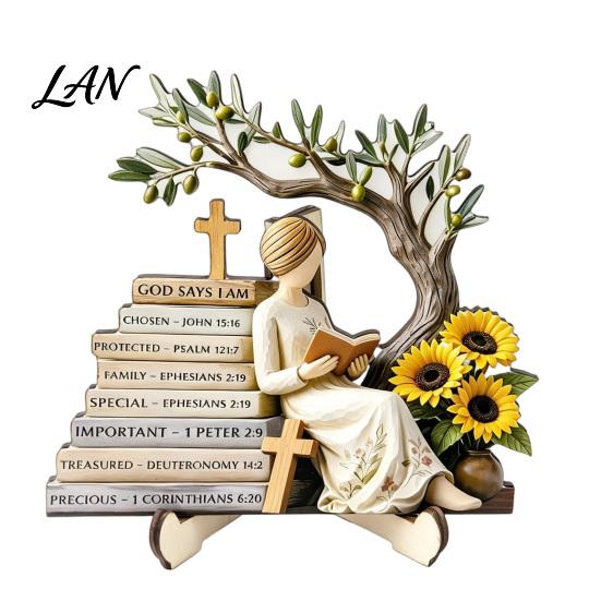 Statua di Ragazza Stile Vintage, Statuetta in Legno di Lettura, Stabile Pastorale da Tavolo, Statuetta Raffinata Decor Decor, Ornamento Artistico Curativo, per Libreria