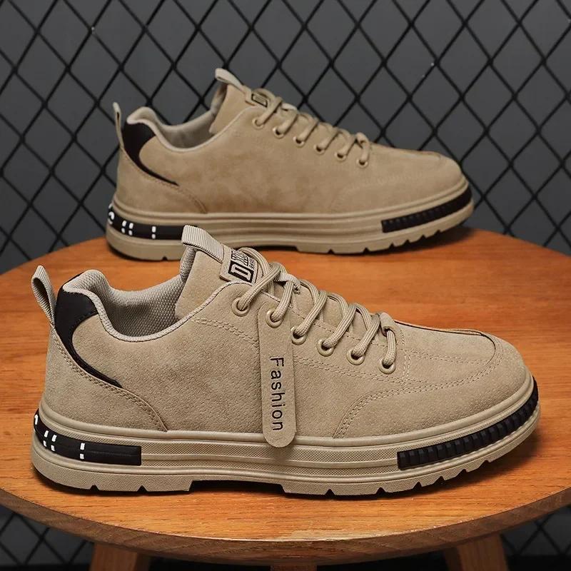 Men Shoes Trend Men Sneakers Suede Leather Slip On Men Loafers Comfortable Platform Working Shoes Zapatillas Informales