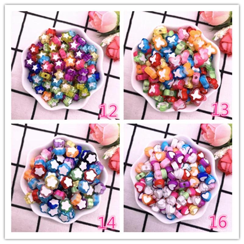 50pcs Five-pointed Star Acrylic Beads Loose Spacer Beads for Jewelry Making DIY Bracelet Accessories