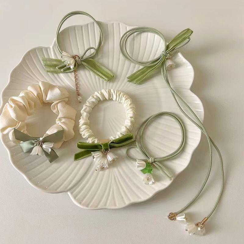 Set lily of the valley flower rubber band hair ring high elasticity and durable Korean version of the head rope new fresh girl hair tie rope