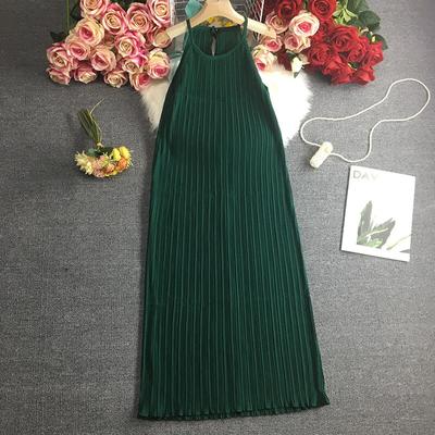 Ärmelloses Kleid Damen Retro Mode Damen Sommer Sexy Kleid A-Linie Locker Lässig Hochtaillierte Kleider Uni Robe 25979