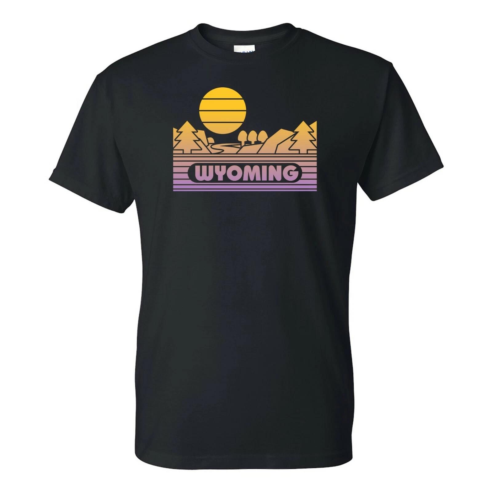 Wyoming Groovy Sunset - Landscape Vacation Home State T Shirt - Black 3XL