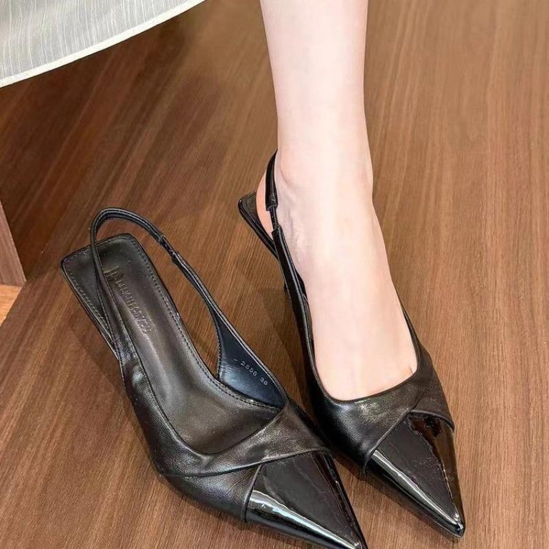 2025 French Style Pointed Toe High Heels Purple Cover Up Sandals Fairy Shoes Spring Summer New Arrival Match Skirts Single Shoes