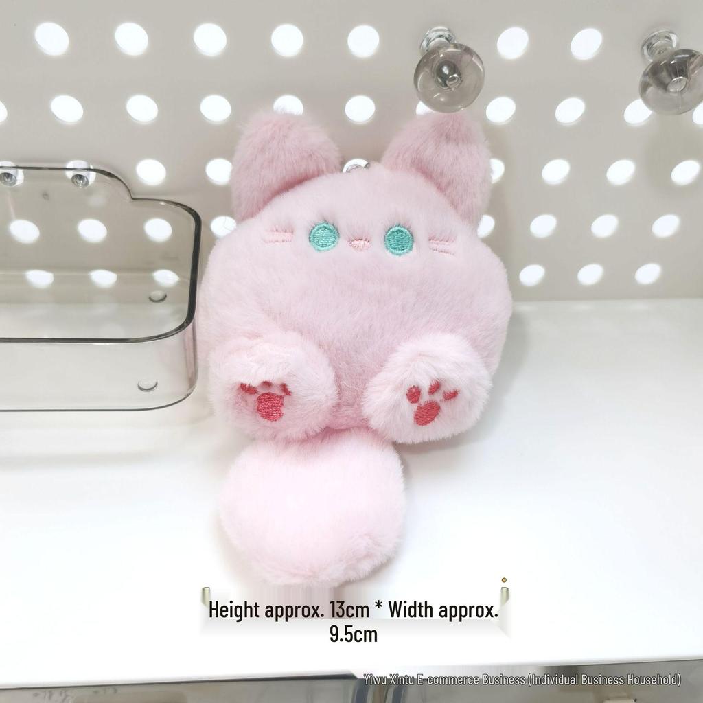 Cartoon Kitten Squeaky Doll Pendant - Cute Calico Cat Plush Brooch & Bag Charm DIY Accessory