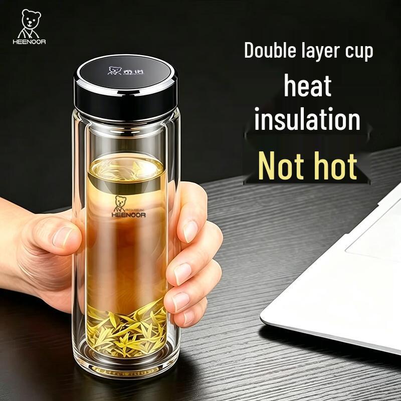 HEENOOR Double-Layer Portable Glass Cup