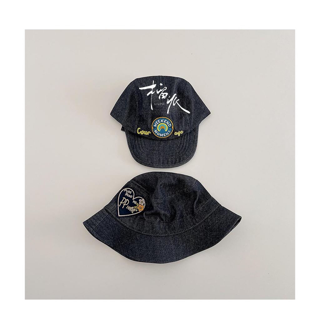 Korean Style Children's Denim Hat: Graffiti Print, Unisex, Stylish Sun Protection