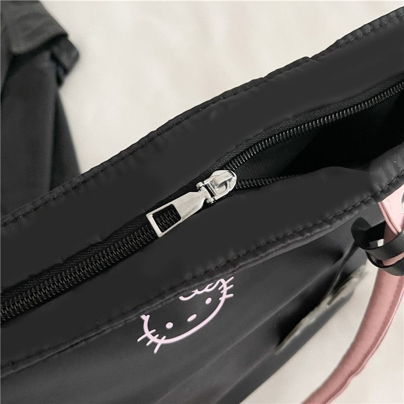 Hello Kitty Embroidery Armpit Bag, Chic Versatile Single Shoulder Handbag, Large Capacity Commuter Tote Purse CLE