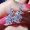 Huitan Chic Stylish Geometric Shaped Drop Earrings With Brilliant Women Crystalline Cubic Zircon Stone Dramatic Statement Earrings Bridal Party Event