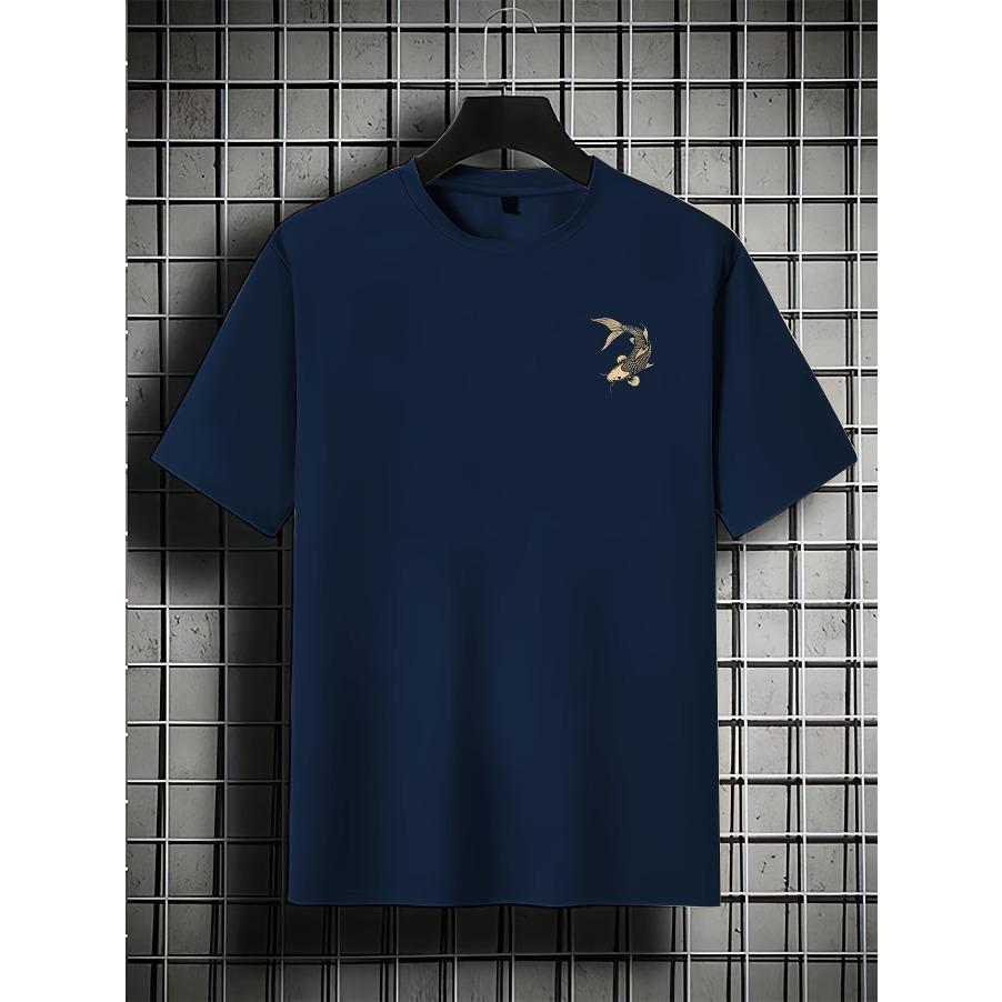 100% Cotton Printed Men's Pure Cotton Retro T-shirt, Simple, Fashionable, Comfortable, Printed Casual T-shirt