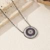 MODIAN 925 Silver Colorful Round CZ Pendant Necklace Black Stackable Link Chain Necklaces For Women Fine Jewelry
