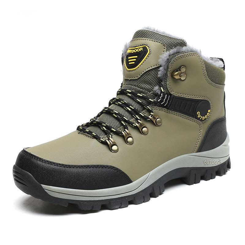Winter Foreign Trade Large Size 46 Velvet Thermal Cotton Shoes Men's Outdoor Hiking Shoes Platform Hiking Camping Snow Boots