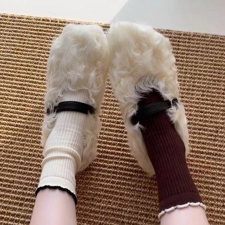 

Wool white curly wool beanie shoes women s autumn and winter new velvet warm cotton shoes 40 хаки