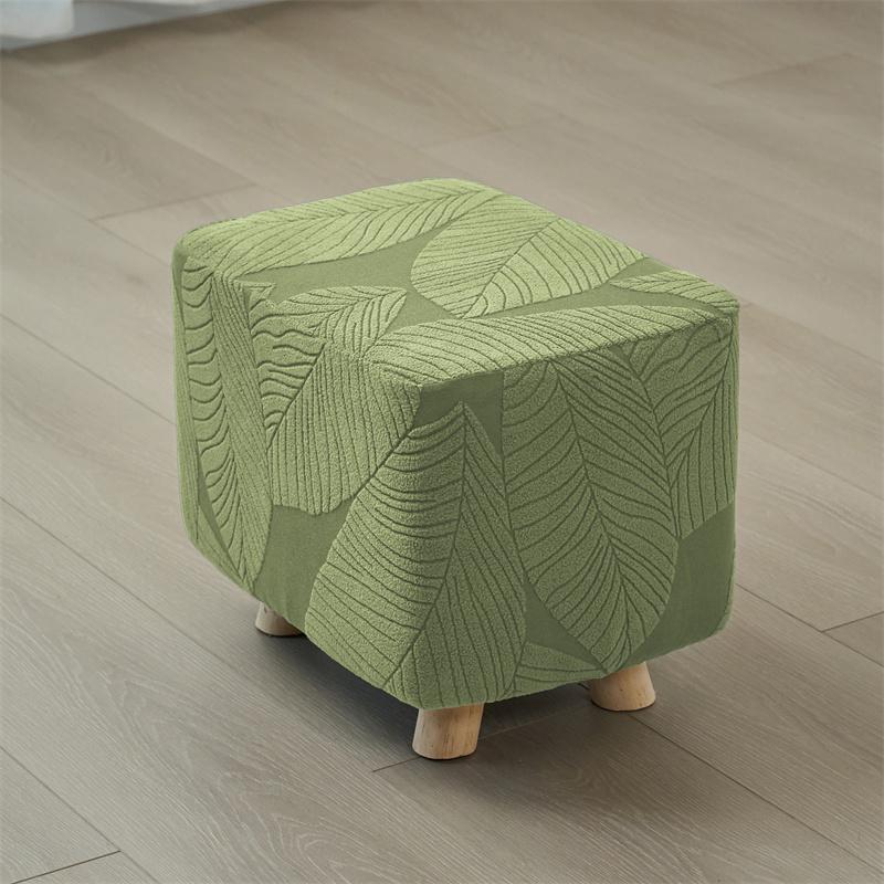 1PC Leaves Jacquard Ottoman Cover Elastic Dustproof Sofa Footrest Slipcovers Anti-slip Footstool Protector Cover for Living Room