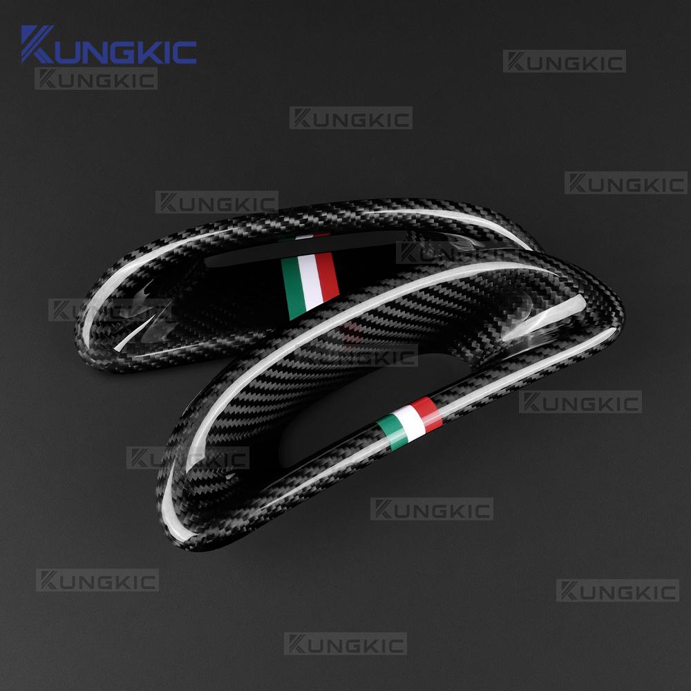 Real Hard Tricolor Carbon Fiber Sticker For Abarth 595/695 2012-2025 Car Sport Seat Back Trim Frame Interior Trim 4PCS/2PCS