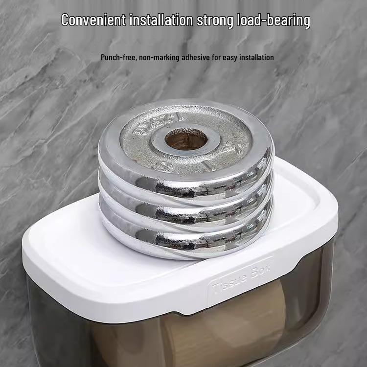 Punch-Free Bathroom Wall-Mounted Tissue Box and Storage Rack