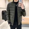 Men's cotton jacket, trendy winter wear, thickened stand-collar short PU leather cotton jacket, stylish casual leather jacket for men