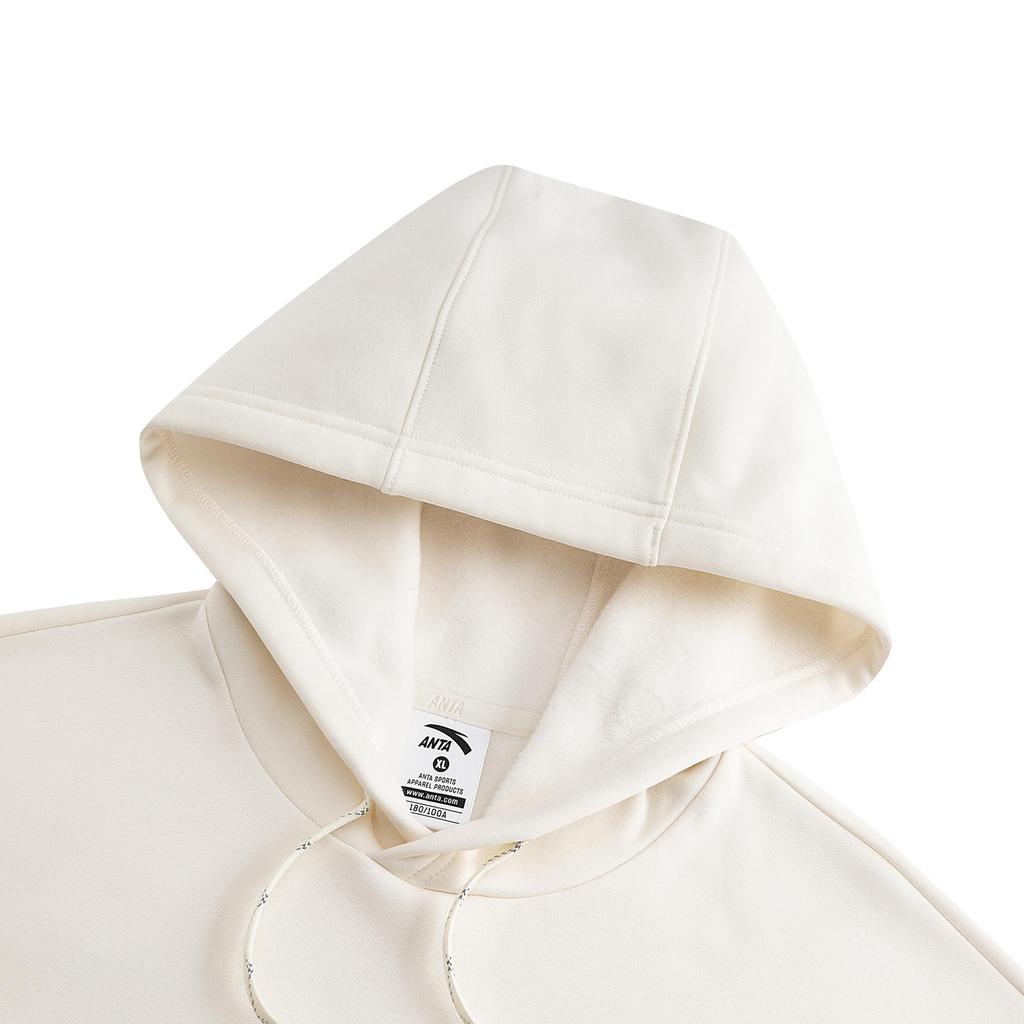 Anta Casual Fashion Sports Versatile Loose Comfortable Fleece Thick Warm Hooded Pullover Sweatshirt Men sweatshirt Warm-Jade-White 952618713-1