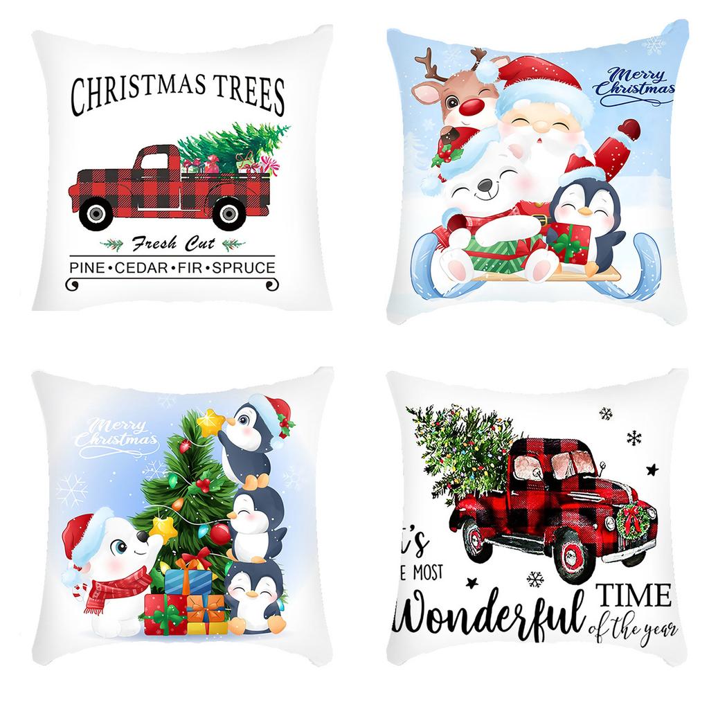 Popular Christmas Pillowcases for Holidays Santa Claus Linen Home Decoration Pillowcases
