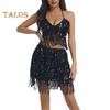 Frauen Sexy Funkelnden Pailletten Fransen Halter Top Ärmellose Bauchtanz Nachtclub Leistung Bh Glänzende Bronzing Weste