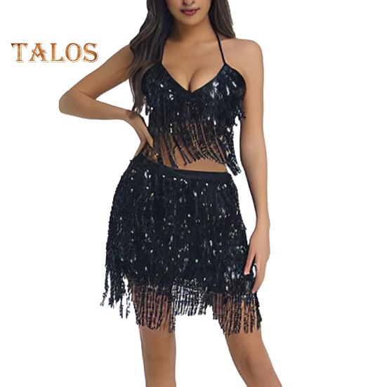 Frauen Sexy Funkelnden Pailletten Fransen Halter Top Ärmellose Bauchtanz Nachtclub Leistung Bh Glänzende Bronzing Weste