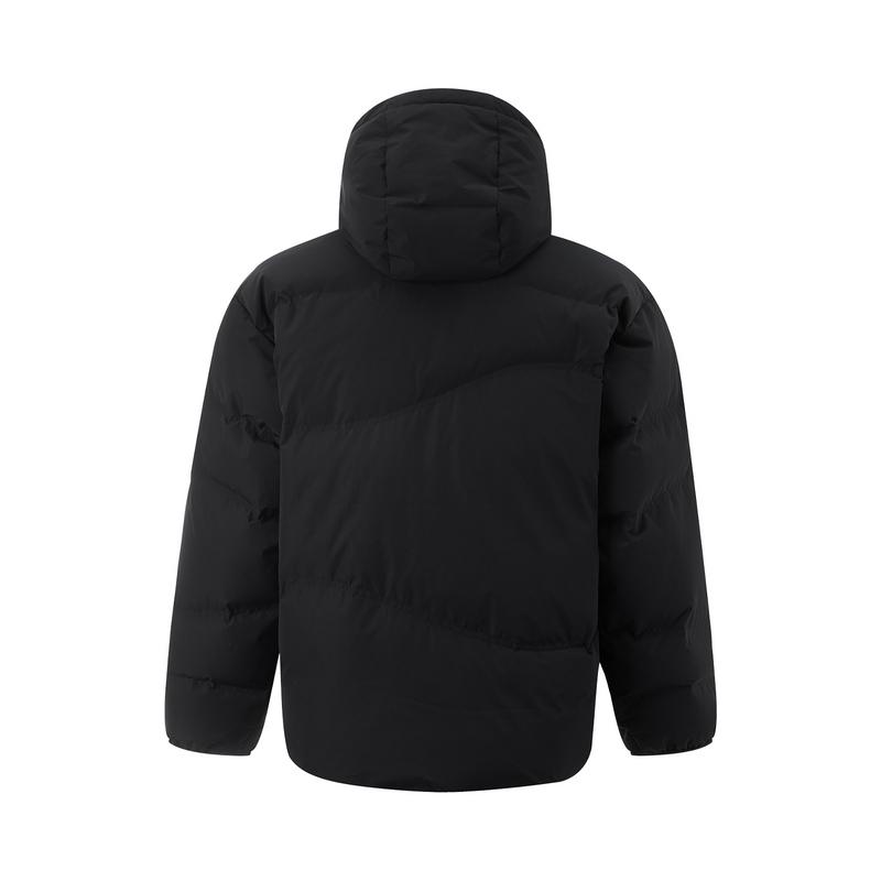 Li Ning CF Suo Red Velvet Hot Pot Waterproof Solid Color Zipper Hooded Short Down Jacket Unisex Jacket Black AYMU215-5