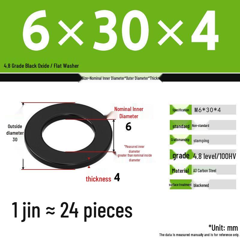 Blackened Enlarged Thickened Metal Washer - M3-M42