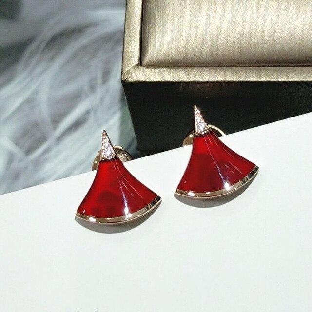 

Стерлингового серебра S925, инкрустированные драгоценными камнями, маленькие серьги-юбки, женские милые элегантные модные ювелирные изделия высокого качества