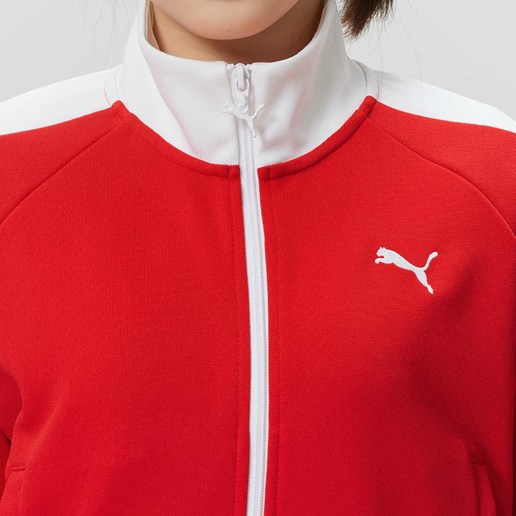 Puma T7 Pique Track Comfortable Breathable Stand Collar Zip Jacket Women Jackets 638392-11