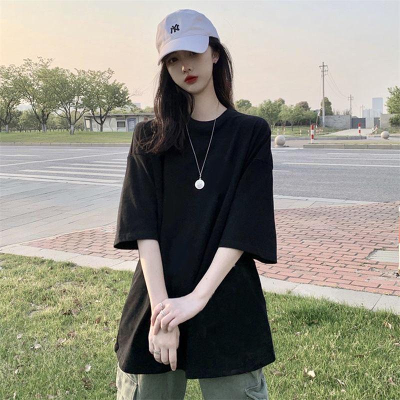 

Short-sleeved t-shirt women s 2025 new summer bottoming shirt with t-shirt inside loose casual solid color Korean version versatile top M чёрный