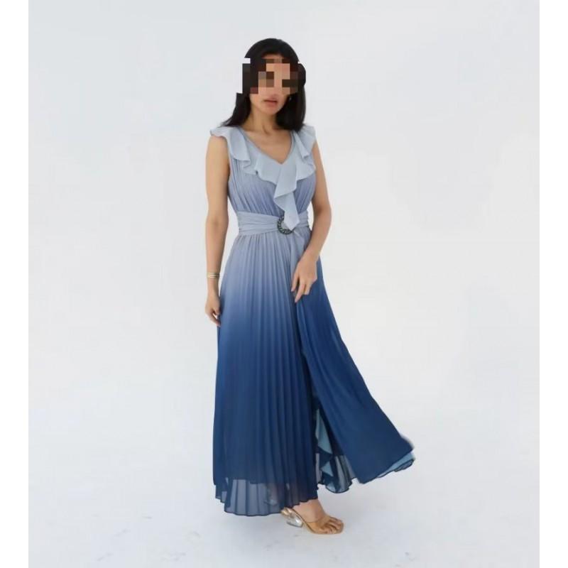 European American Women s Clothing Wave Fold Gradient Color Dress XL