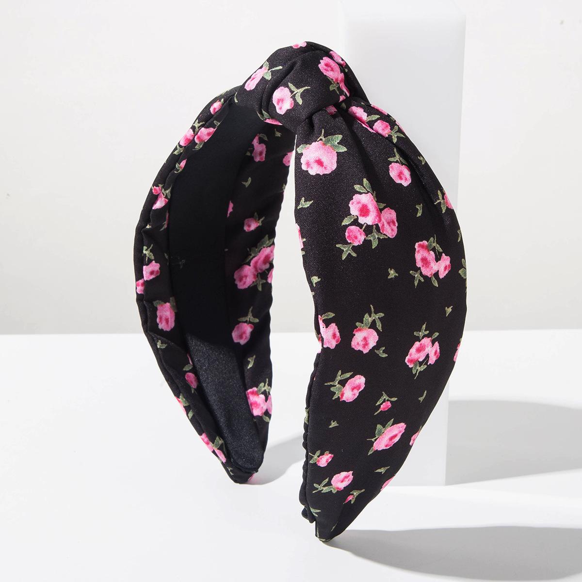 Heming Headband New Fashion Small Fresh Floral Knotted Wide Edge Headband Niche Design Sweet Hair Accessories 2026 чёрный