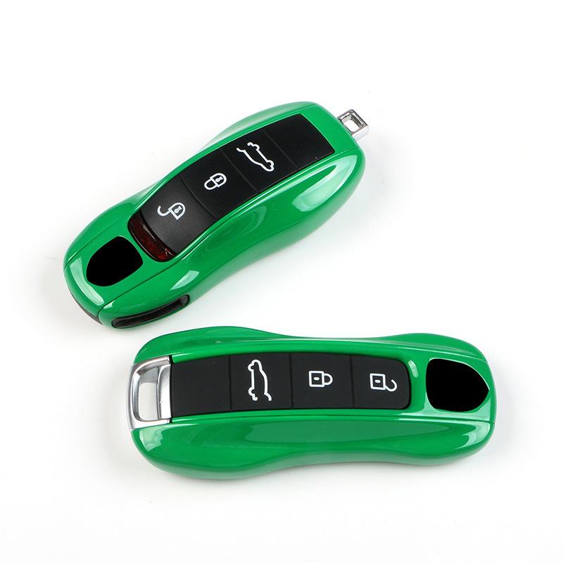 Car Remote Key Fob Shell Cover Python Green For Porsche Porsche Panamera Cayenne Taycan 711 918 Macan Boxster Cayman Key Case