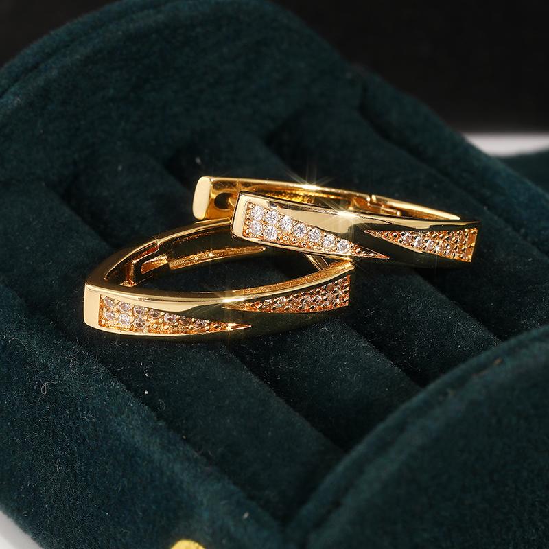 Elegant Gold Color Inlaid Cubic Zirconia Dangle Earrings for Women Delicate  Engagement Wedding Earrings Jewelry