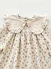 Lapel Printed Lace Girls Dress Long Sleeve Sweet Children Princess Dress
