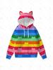 Gabby's poppenhuis Uniseks Regenboogstreep Kattenoor Hoodie