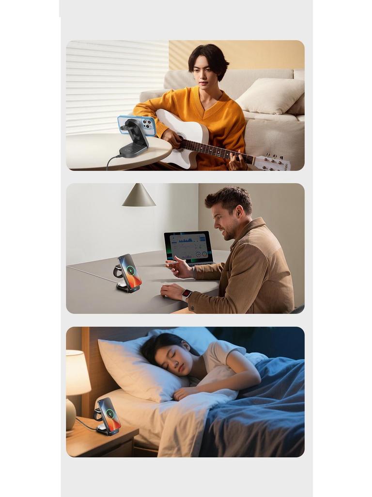 3-in-1 Foldable Magnetic Wireless Charger for Apple Devices