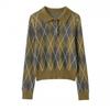 Womens Fall Fashion Knit Polo Sweater Loose Fit Long Sleeve Streetwear