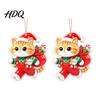 Acrylic Hanging Decor 2 Pcs Christmas Ornament Crystal Snowman Cat Santa Pattern Decoration Celebration Supplies Double Sided 2D Pendant for Holiday