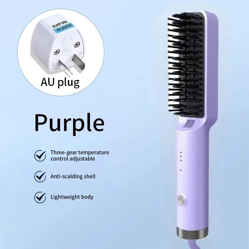 Rechargeable Hair Straightener Brush Portable Hot Comb Straightening Fashionable Negative Ion Wireless Care Straightening Comb