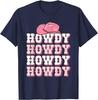 Howdy Pink Cowboy Hat Western Graphic Tee Soft Breathable Casual T-Shirt for Women