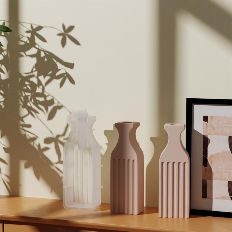 Simple Vase Silicone Molds Planter Molds Home Decors Cement Crafting Molds Silicone Sculpture Molds for Making Flowerpot
