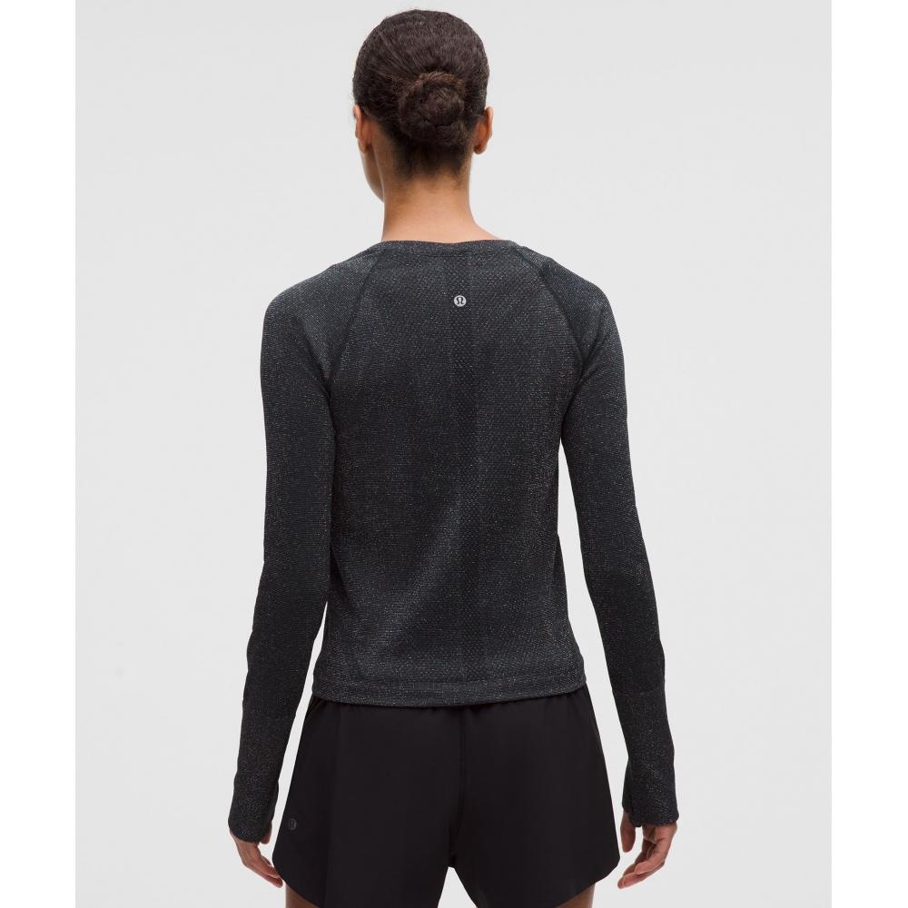 Lululemon Swiftly Tech Long Sleeve Shirt 2.0 Waist Length  Sparkle Black Rainbow Lurex