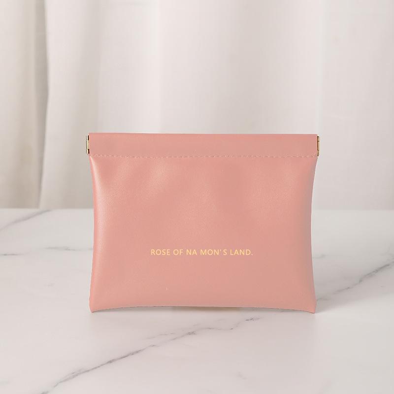 

Waterproof PU Travel Pouch: Data Cable, Earphone, Lipstick Holder with Spring Clip Closure Small